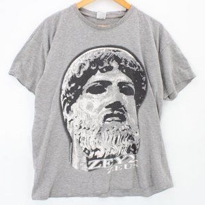 B&C Collection Shirt Mens Gray Short Sleeve Zeus God Graphic Logo Size Large L